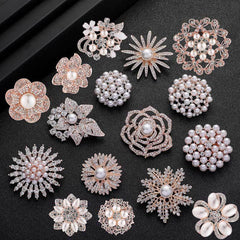 close-up view of the pearl brooch