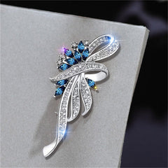 Close-up of the vintage crystal flower pin