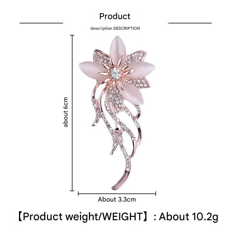 Various angles of the floral brooch