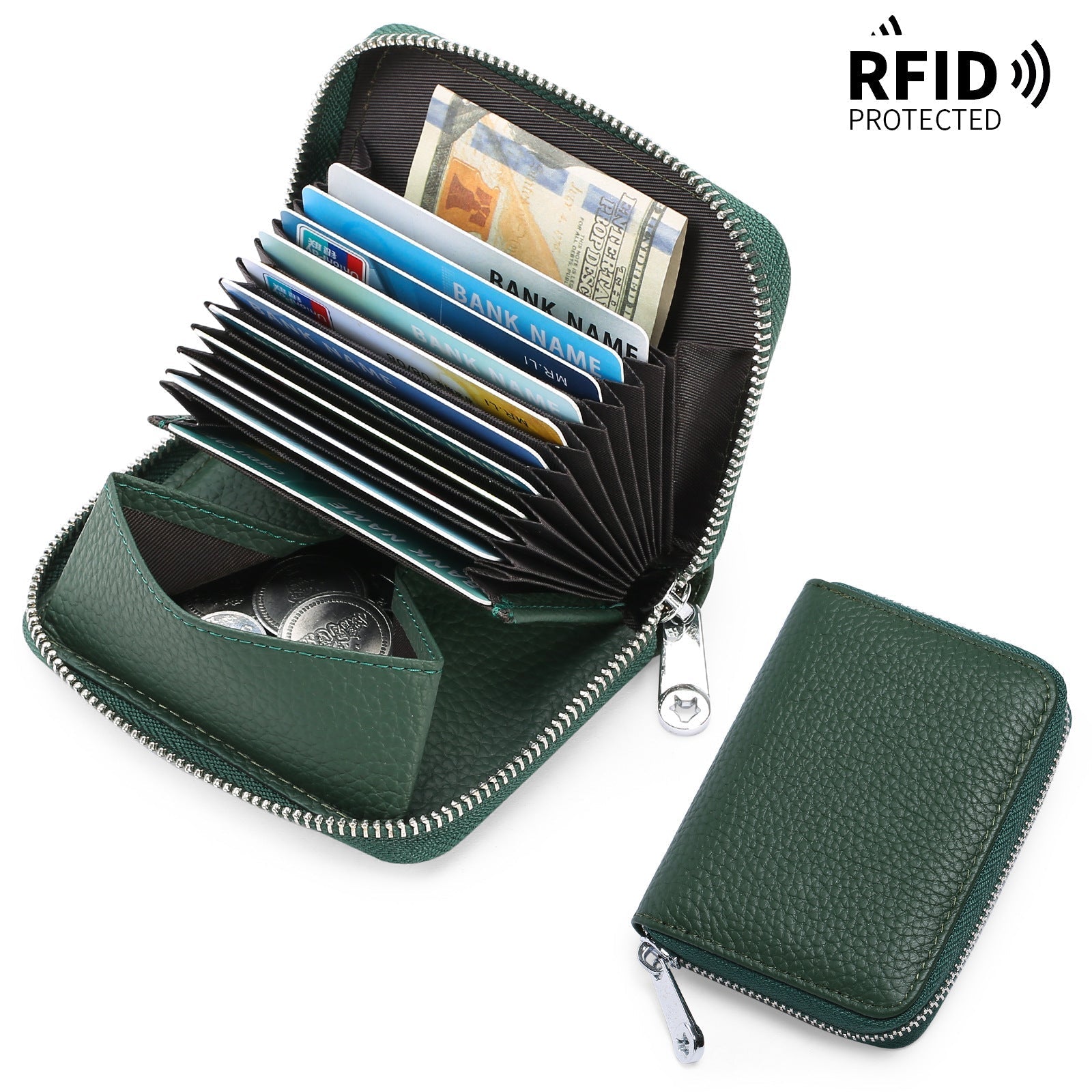 premium leather accordion wallet for women with RFID protection