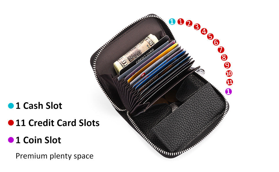 premium leather accordion wallet for women with RFID protection