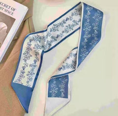 floral satin scarf laid flat