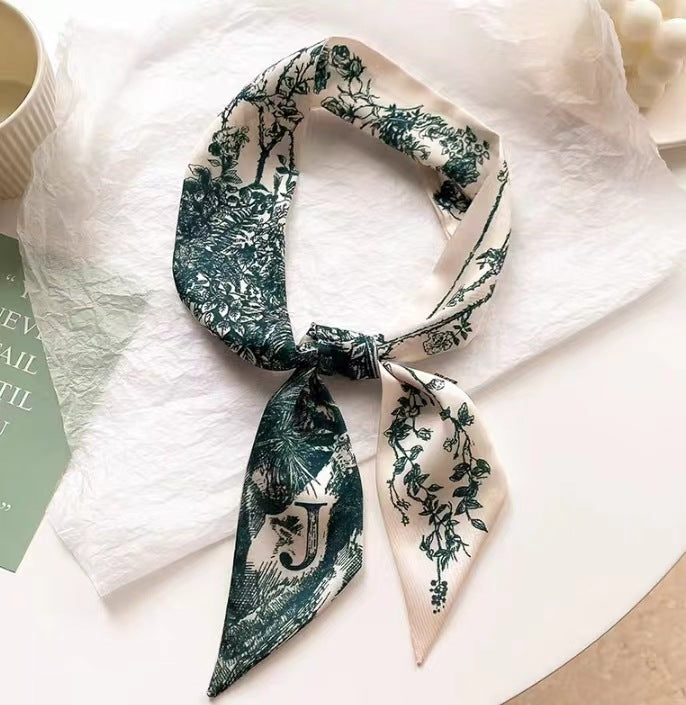 vintage satin headband floral pattern
