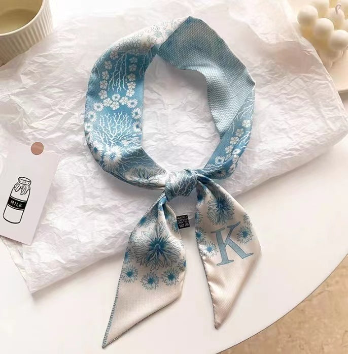 elegant satin hair scarf geometric design