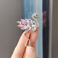 Close-up of Flamingo Crystal Brooch details