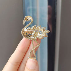 Elegant Flamingo Brooch styled on coat
