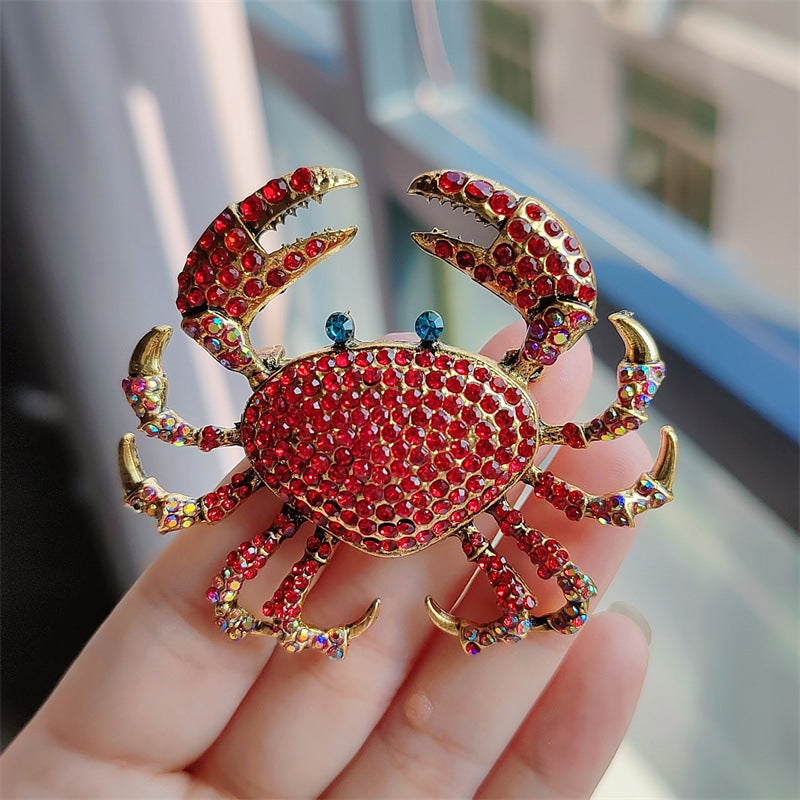 Stylish Alloy Crab Brooch on a black background