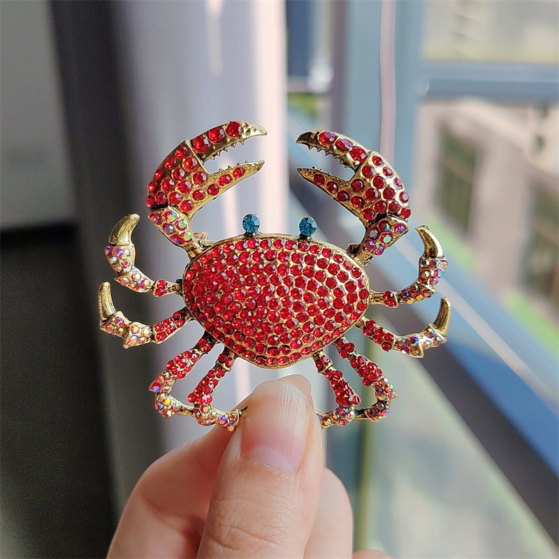Stylish Alloy Crab Brooch showcased on model
