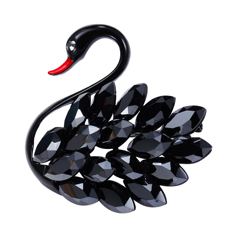 Detailed view of swan design brooch pin