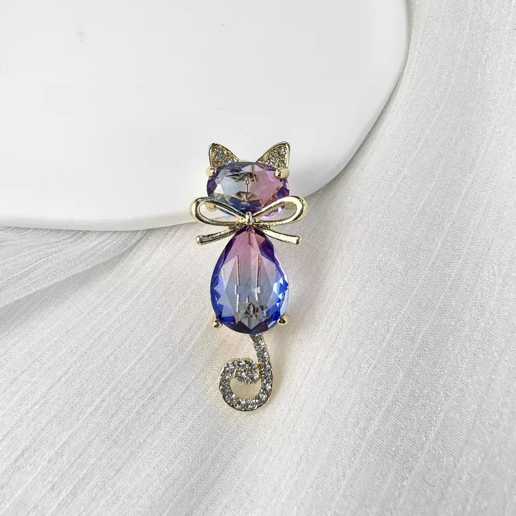 Close-up detail of Colourful Cat Brooch