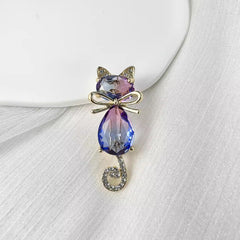 Close-up detail of Colourful Cat Brooch