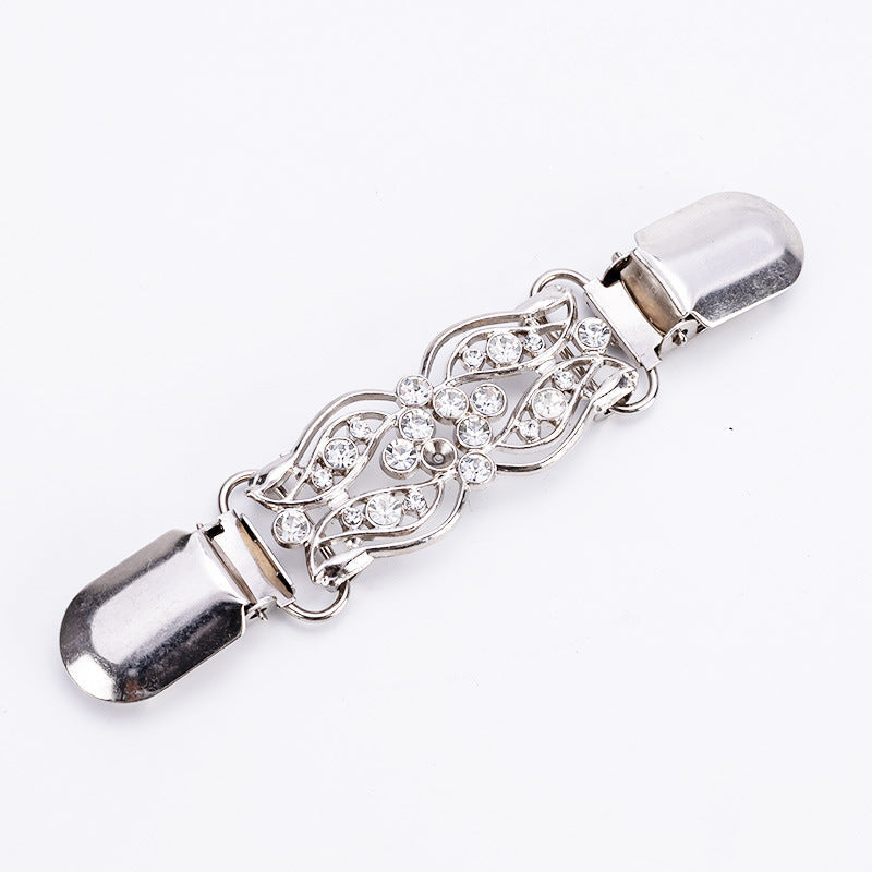elegant vintage brooch scarf clip with rhinestones