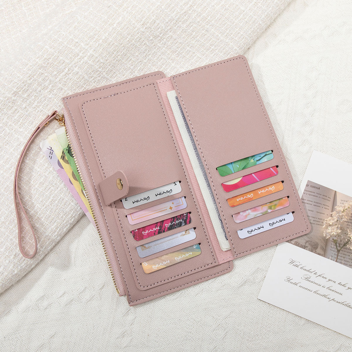 Elegant women's wallet in wine red