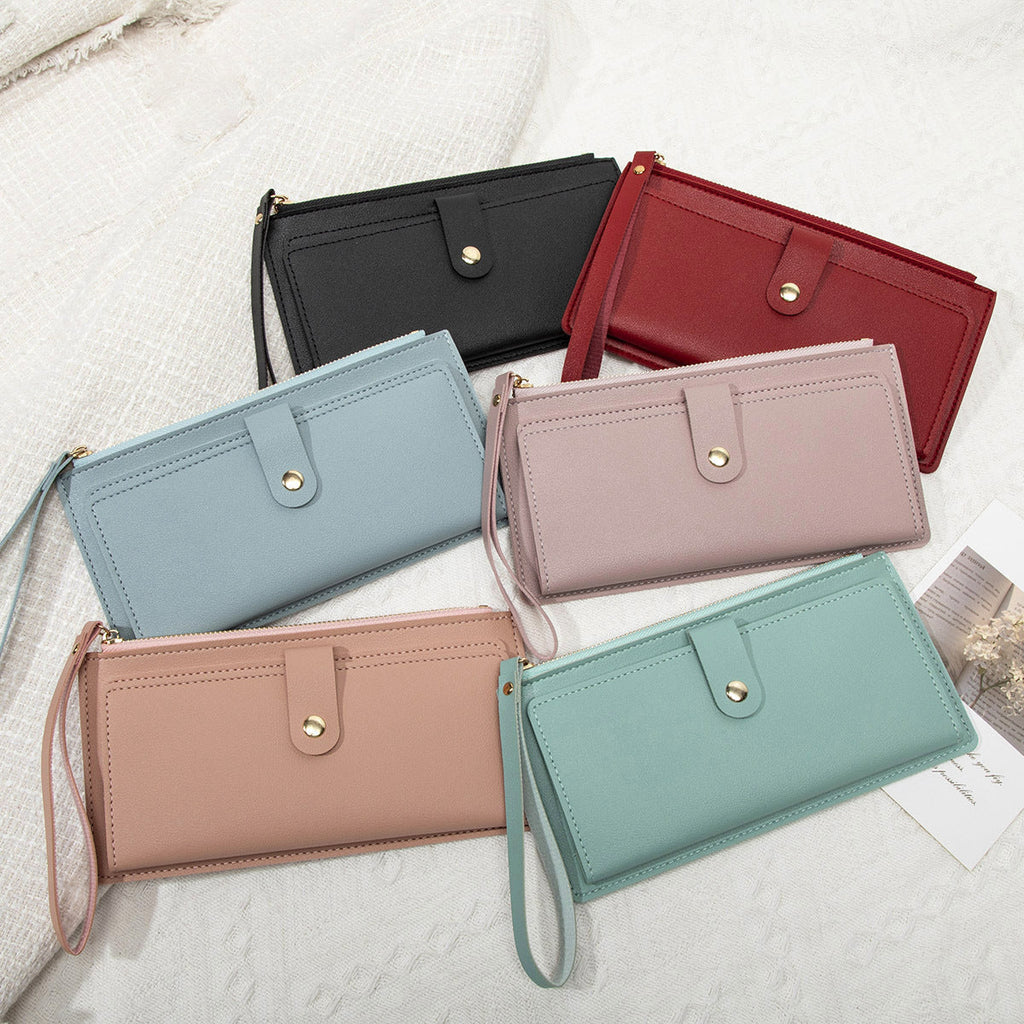 Lightweight women's wallet in blue shown open
