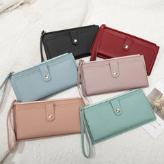 Lightweight women's wallet in blue shown open