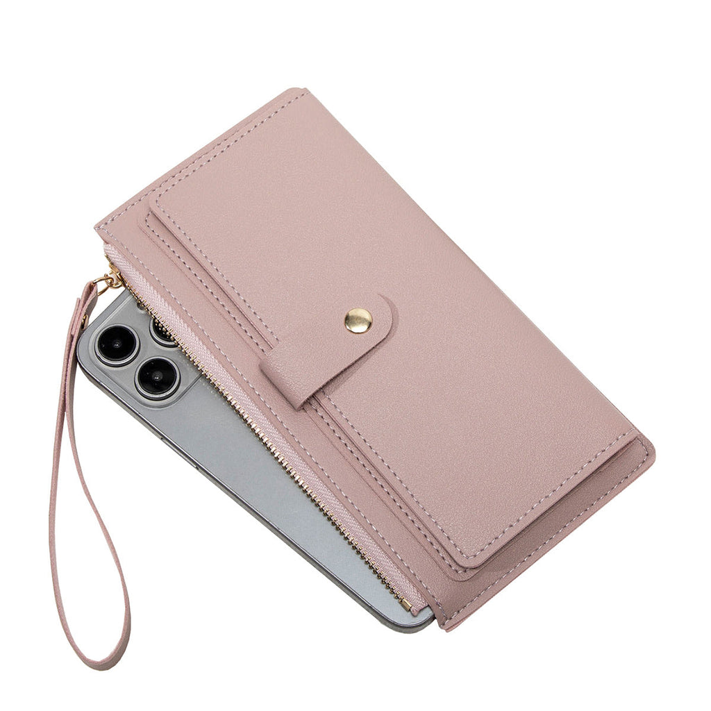 Close-up of multiple card slots in women's wallet