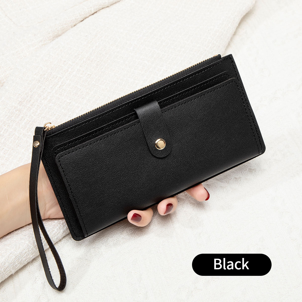 Durable PU women's wallet displayed on a table