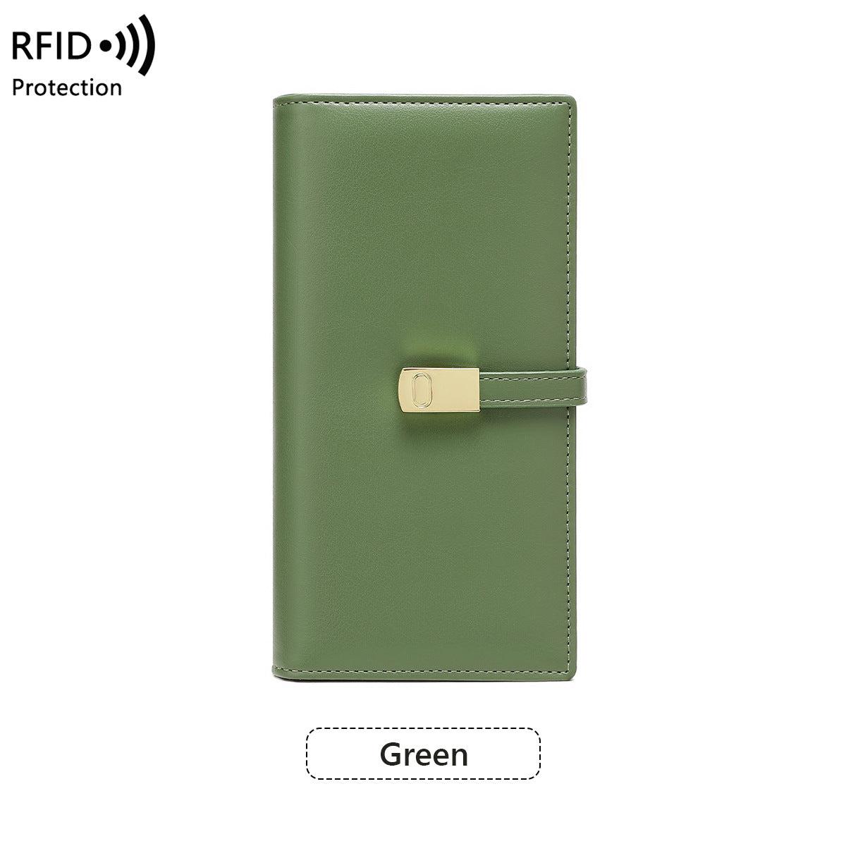 Close-up of black RFID-blocking women's wallet