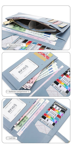 Brown wallet for women with secure card slots
