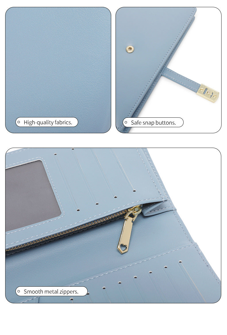 Wallet on a wooden table showcasing card slots