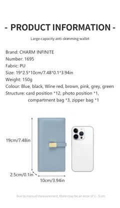 Stylish RFID-blocking women's wallet in blue