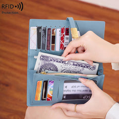 Interior view of multiple card slots in wallet