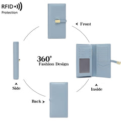 Burgundy RFID-blocking women's wallet on display