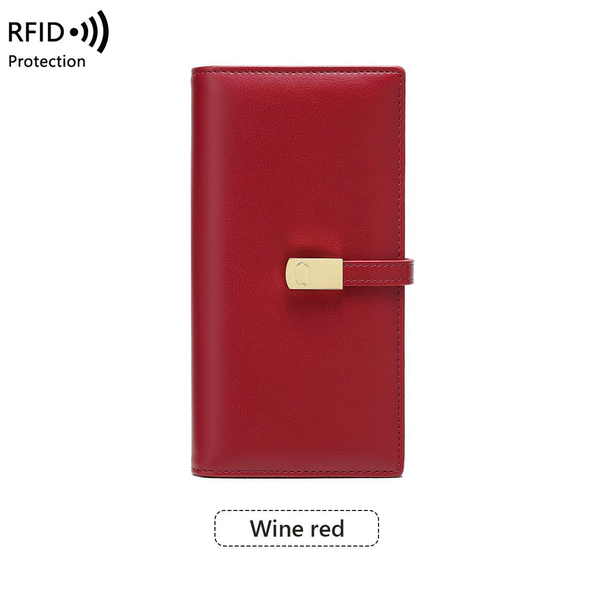 Brown wallet for women with secure card slots