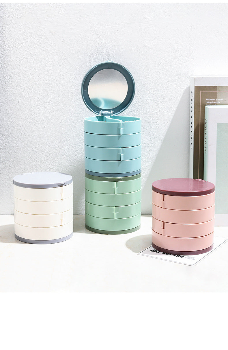 Front view of elegant multi-layer jewellery organiser box