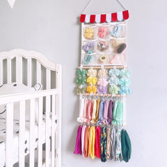 Colourful headband storage showcasing multiple options